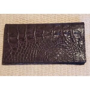 Veari Women's Hornback Croc Leather Checkbook Card Wallet Purple 7x3.5 NEW